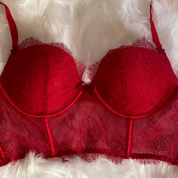 Victoria's Secret Other - Victoria’s Secret Red Very Sexy Long Line Collection Padded Demi Push-up Bra